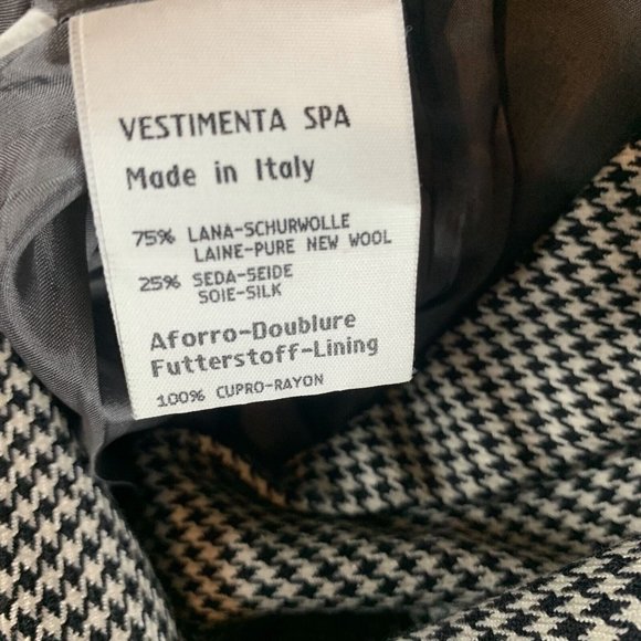 VTG Giorgio Armani Womens Blazer Jacket 42 White Black Houndstooth Wool Silk - Picture 4 of 10